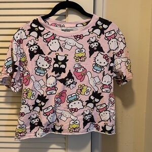 Sanrio Pink Allover Character Crop Top